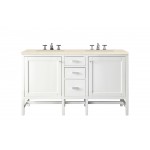 Addison 60" Double Vanity Cabinet, Glossy White, w/ 3 CM Eternal Marfil Top