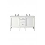 Addison 60" Double Vanity Cabinet, Glossy White, w/ 3 CM Ethereal Noctis Top