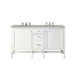 Addison 60" Double Vanity Cabinet, Glossy White, w/ 3 CM Eternal Serena Top