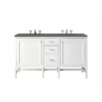 Addison 60" Double Vanity Cabinet, Glossy White, w/ 3 CM Grey Expo Quartz Top