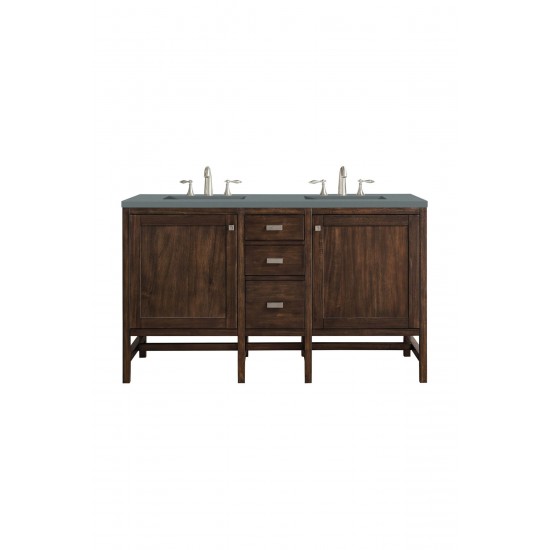 Addison 60" Double Vanity, Mid Century Acacia, w/ 3 CM Cala Blue Quartz Top