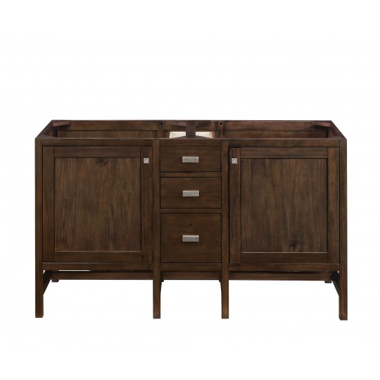 Addison 60" Double Vanity, Mid Century Acacia, w/ 3 CM Grey Expo Quartz Top