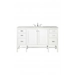 Addison 60" Single Vanity , Glossy White, w/ 3 CM Arctic Fall Solid Surface Top