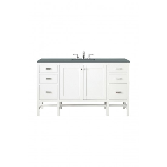 Addison 60" Single Vanity Cabinet , Glossy White, w/ 3 CM Cala Blue Top