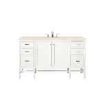 Addison 60" Single Vanity Cabinet , Glossy White, w/ 3 CM Eternal Marfil Top