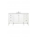 Addison 60" Single Vanity Cabinet , Glossy White, w/ 3 CM Ethereal Noctis Top