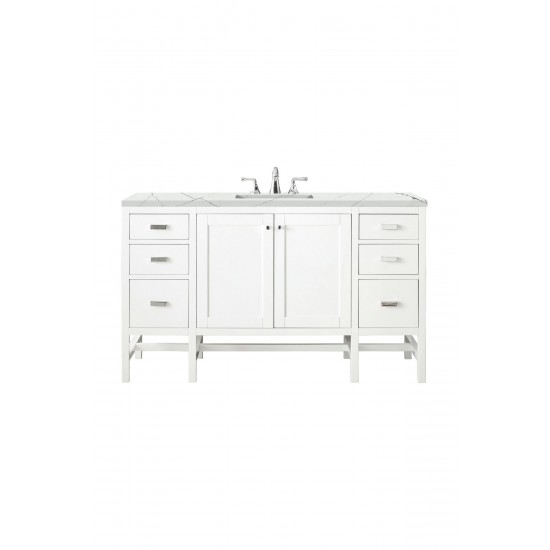 Addison 60" Single Vanity Cabinet , Glossy White, w/ 3 CM Ethereal Noctis Top