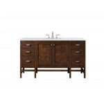 Addison 60" Single Vanity Mid Century Acacia w/3 CM Arctic Fall Surface Top