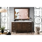 Addison 60" Single Vanity , Mid Century Acacia, w/ 3 CM Carrara White Top