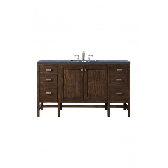 Addison 60" Single Vanity Mid Century Acacia w/3 CM Soapstone Quartz Top