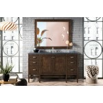 Addison 60" Single Vanity Mid Century Acacia w/3 CM Soapstone Quartz Top