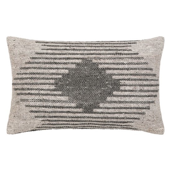 Surya Lewis Pillow Shell With Down Insert 14"H X 22"W Charcoal