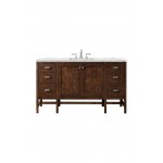 Addison 60" Single Vanity Mid Century Acacia w/ 3 CM Ethereal Noctis Quartz Top