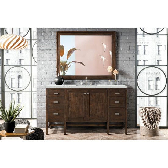 Addison 60" Single Vanity Mid Century Acacia w/ 3 CM Ethereal Noctis Quartz Top