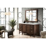 Addison 60" Single Vanity Mid Century Acacia w/ 3 CM Ethereal Noctis Quartz Top