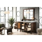 Addison 60" Single Vanity Mid Century Acacia w/ 3 CM Ethereal Noctis Quartz Top