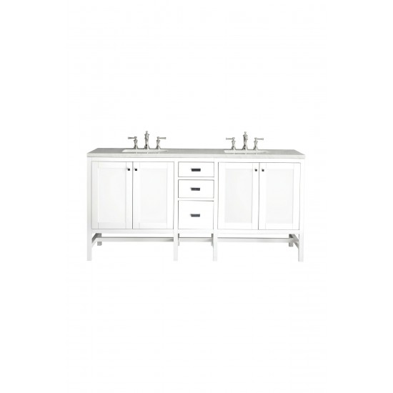 Addison 72" Double Vanity, Glossy White, w/ 3 CM Arctic Fall Solid Surface Top