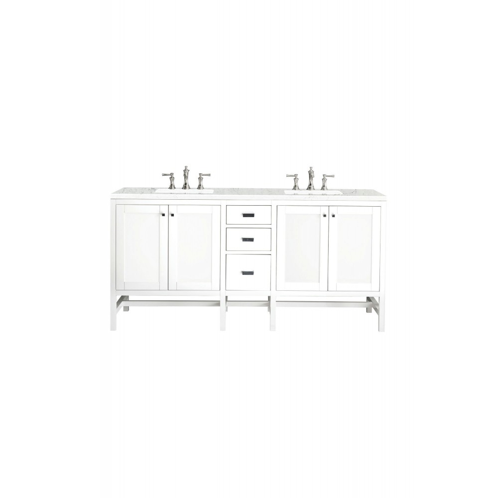 Addison 72" Double Vanity Glossy White w/ 3 CM Eternal Jasmine Pearl Quartz Top