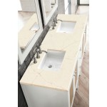 Addison 72" Double Vanity Cabinet, Glossy White, w/ 3 CM Eternal Marfil Top