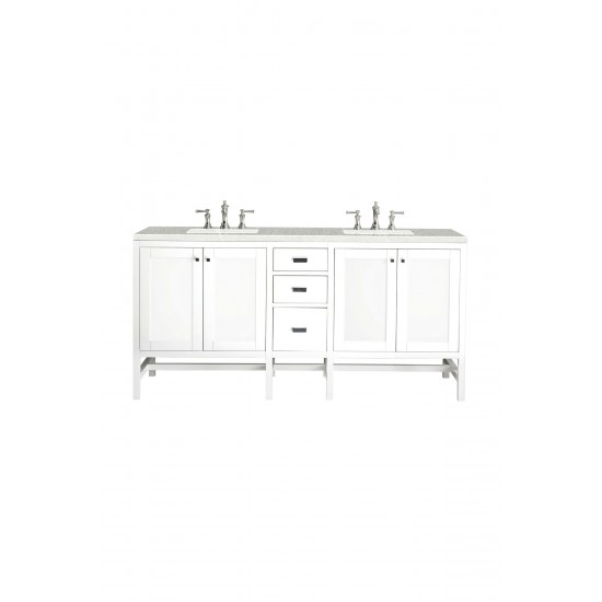 Addison 72" Double Vanity Cabinet, Glossy White, w/ 3 CM Eternal Serena Top