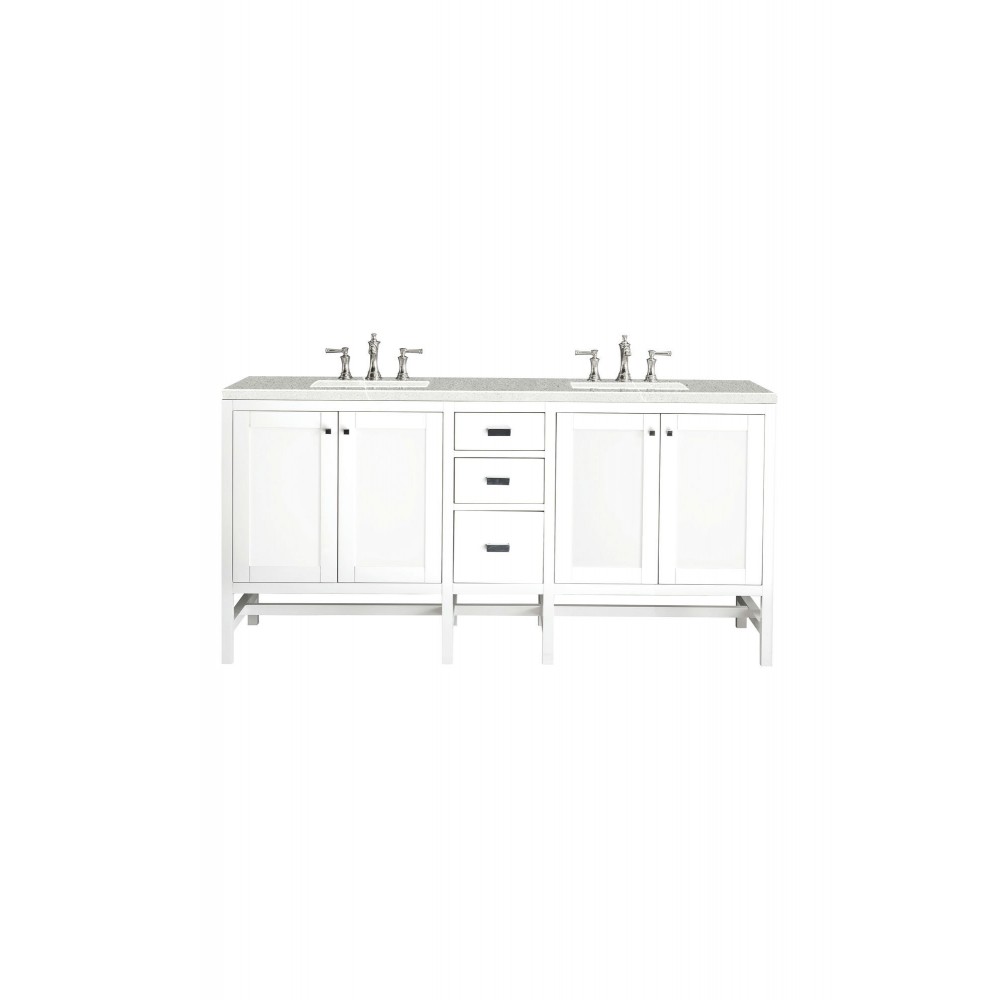 Addison 72" Double Vanity Cabinet, Glossy White, w/ 3 CM Eternal Serena Top