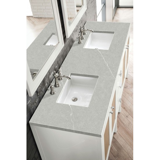 Addison 72" Double Vanity Cabinet, Glossy White, w/ 3 CM Eternal Serena Top