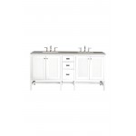 Addison 72" Double Vanity Cabinet, Glossy White, w/ 3 CM Grey Expo Quartz Top