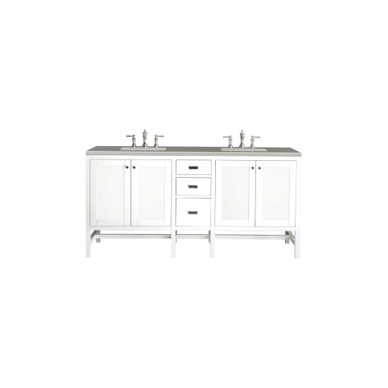 Addison 72" Double Vanity Cabinet, Glossy White, w/ 3 CM Grey Expo Quartz Top