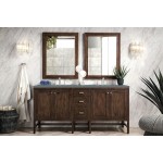 Addison 72" Double Vanity, Mid Century Acacia, w/ 3 CM Cala Blue Quartz Top