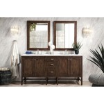 Addison 72" Double Vanity, Mid Century Acacia, w/ 3 CM Classic White Quartz Top