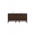 Addison 72" Double Vanity Mid Century Acacia w/3 CM Soapstone Quartz Top