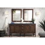 Addison 72" Double Vanity Mid Century Acacia w/3 CM Soapstone Quartz Top