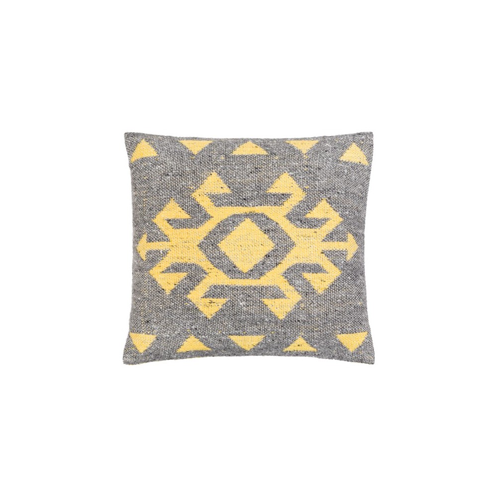 Surya Lewis Black Pillow Shell With Down Insert 18"H X 18"W