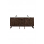 Addison 72" Double Vanity Mid Century Acacia w/ 3 CM Ethereal Noctis Quartz Top