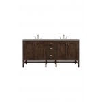 Addison 72" Double Vanity, Mid Century Acacia, w/ 3 CM Grey Expo Quartz Top