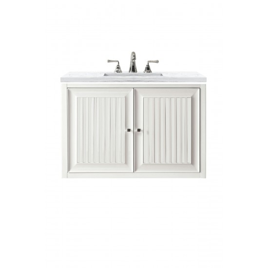 Athens 30" Single Vanity, Glossy White, w/ 3 CM Arctic Fall Solid Surface Top