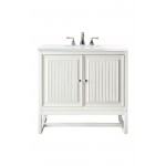 Athens 30" Single Vanity Cabinet, Glossy White, w/ 3 CM Classic White Quartz Top