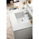 Athens 30" Single Vanity Cabinet, Glossy White, w/ 3 CM Classic White Quartz Top