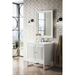 Athens 30" Single Vanity Cabinet, Glossy White, w/ 3 CM Classic White Quartz Top