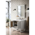 Athens 30" Single Vanity Cabinet, Glossy White, w/ 3 CM Classic White Quartz Top