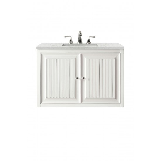 Athens 30" Single Vanity, Glossy White, w/ 3 CM Eternal Jasmine Pearl Quartz Top