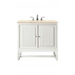 Athens 30" Single Vanity Cabinet, Glossy White, w/ 3 CM Eternal Marfil Top