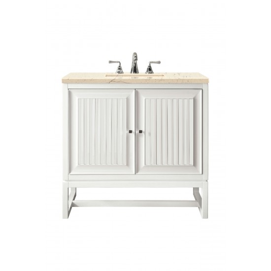 Athens 30" Single Vanity Cabinet, Glossy White, w/ 3 CM Eternal Marfil Top