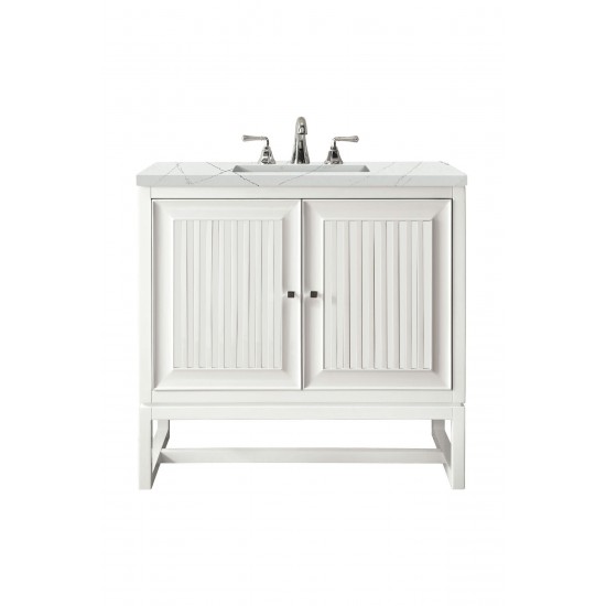 Athens 30" Single Vanity Cabinet, Glossy White, w/ 3 CM Ethereal Noctis Top