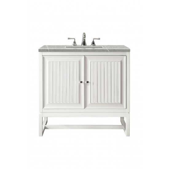 Athens 30" Single Vanity Cabinet, Glossy White, w/ 3 CM Eternal Serena Top