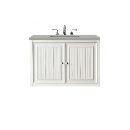 Athens 30" Single Vanity Cabinet, Glossy White, w/ 3 CM Eternal Serena Top