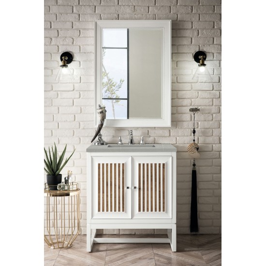 Athens 30" Single Vanity Cabinet, Glossy White, w/ 3 CM Eternal Serena Top