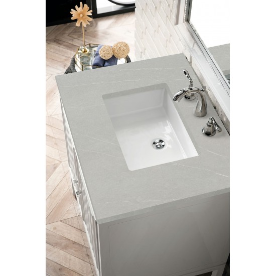 Athens 30" Single Vanity Cabinet, Glossy White, w/ 3 CM Eternal Serena Top