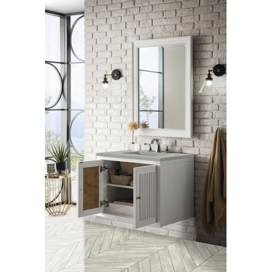 Athens 30" Single Vanity Cabinet, Glossy White, w/ 3 CM Eternal Serena Top