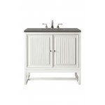 Athens 30" Single Vanity Cabinet, Glossy White, w/ 3 CM Grey Expo Quartz Top